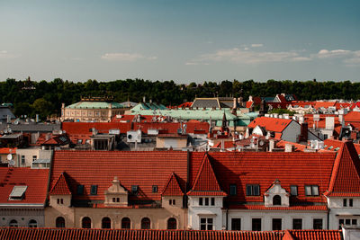 High angle view of townscape against sky