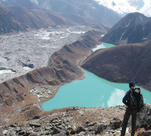 Man hiking on mountain