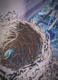 Close-up high angle view of fishing net