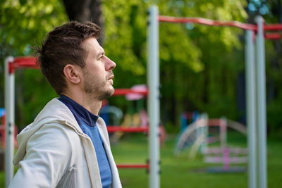 Young man looking away