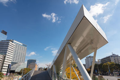 Low angle view of modern building against sky