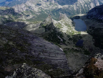 High angle view of mountain road