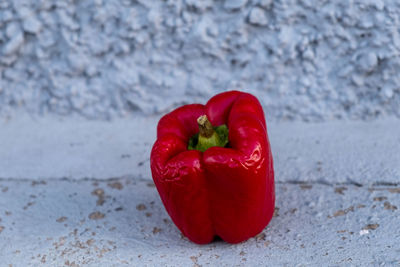 Close-up of red bell peppers on table