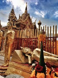 Low angle view of temple against sky