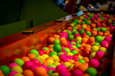 High angle view of colorful ball pool