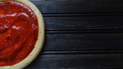 High angle view of fruits in bowl on table