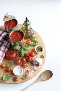 High angle view of fruits in bowl on table