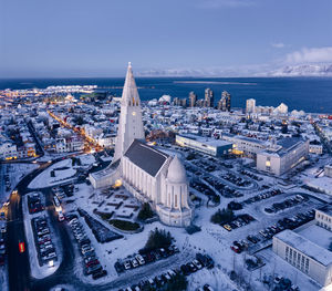 Amazing tall church in center of coastal city