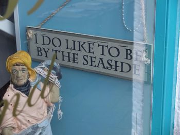 Close-up of text on wall