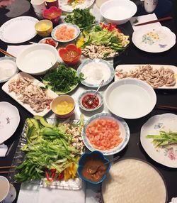 High angle view of food on table