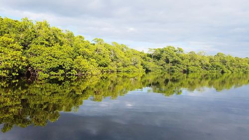 Scenic view of lake against sky