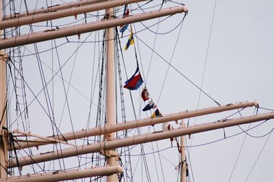 Low angle view of mast against clear sky