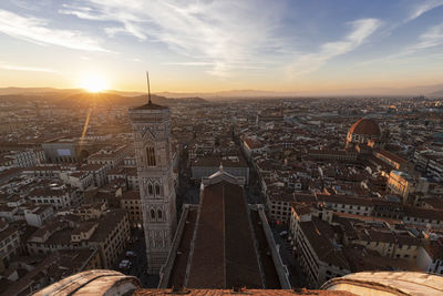 Skyline of florence frome the dome at the sunset