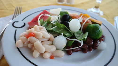 High angle view of food in plate