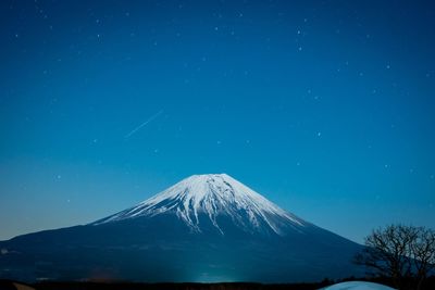 Scenic view of mountains against sky at night