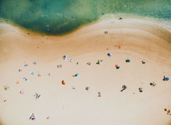 High angle view of sand dune on beach