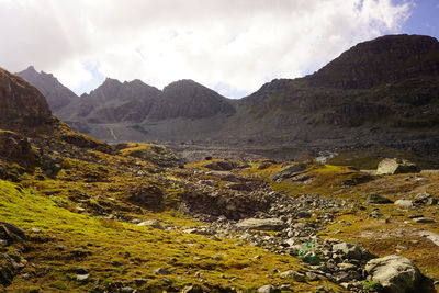 Scenic view of mountains against sky