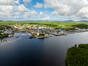 High angle view of sea against sky
