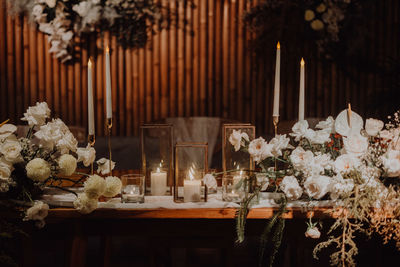 Candles on table