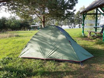 View of tent in park