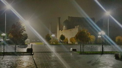 Illuminated street light at night