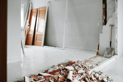 Debris at home construction site. home renovation