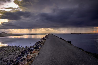 Scenic view of sea against sky at sunset