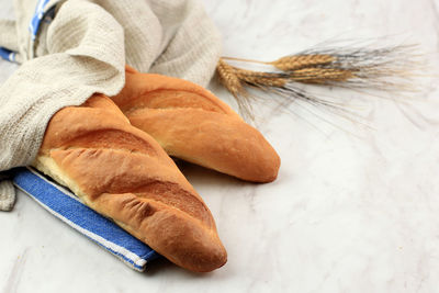 Two fresh french baguettes artisan breads