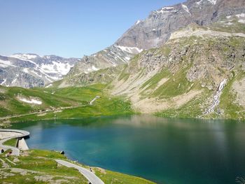 Scenic view of lake in gran paradiso national park, italy. 