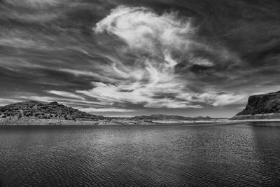 Scenic view of sea against cloudy sky