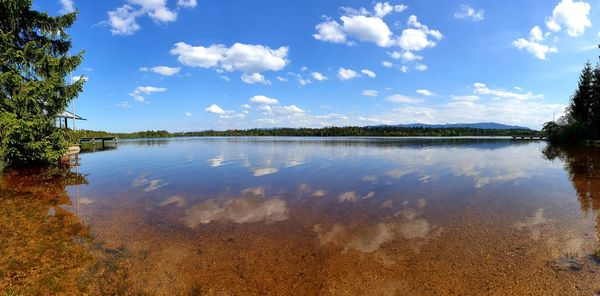 Scenic view of lake against sky