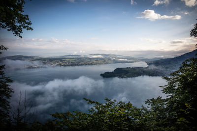 High angle view of sea against sky