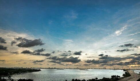 Scenic view of sea at sunset