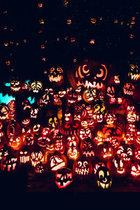 Close-up of illuminated lanterns