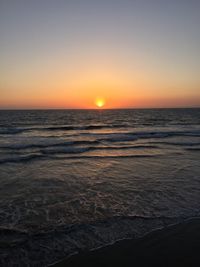 Scenic view of sea at sunset