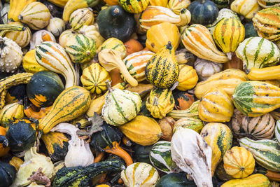 Full frame shot of pumpkins in market