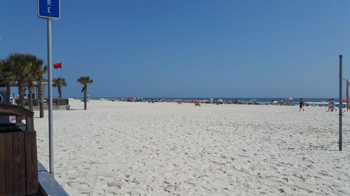 Scenic view of beach against clear sky