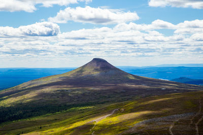 Scenic view of landscape against cloudy sky