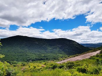 Scenic view of mountains against sky