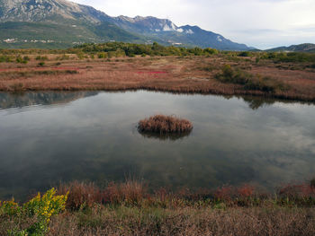 Scenic view of lake against sky