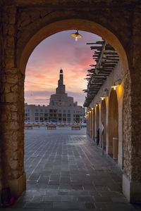 View of historical building at sunset