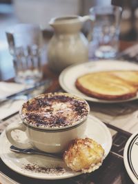 High angle view of breakfast on table