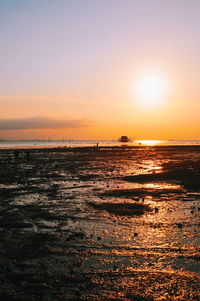 Scenic view of sea during sunset