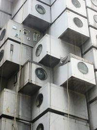 Low angle view of clock on building