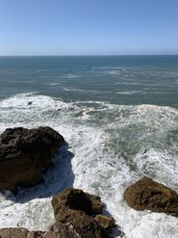 Scenic view of sea against clear sky