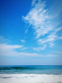 Scenic view of sea against cloudy sky