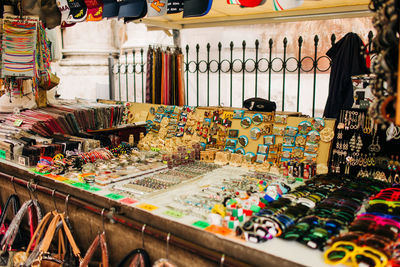 Multi colored market stall for sale in store