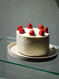 Close-up of dessert in plate on table