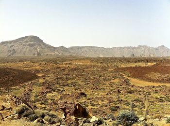 Scenic view of mountains against clear sky