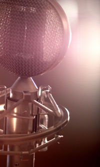 Close-up of microphone in recording studio